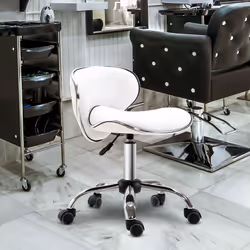 HOMCOM Office Chair Beauty Salon Rolling Technician Stool Chair Low Back White - Additional view 9