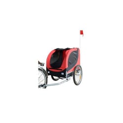 PawHut Steel Frame Bike Trailer Dog Carrier - Red