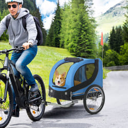 PawHut Dog Bike Trailer Pet Cart Bike Carrier Travel with Hitch Coupler Blue
