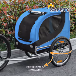 PawHut Dog Bike Trailer Pet Cart Bike Carrier Travel with Hitch Coupler Blue - Additional view 5