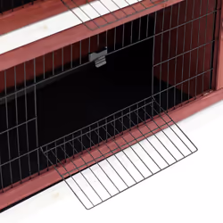 PawHut Two-Tier Rabbit Hutch Large Elevated Wooden Bunny Cage w/ Removable Tray - Additional view 7