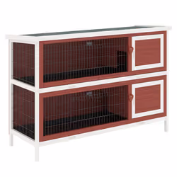 PawHut Two-Tier Rabbit Hutch Large Elevated Wooden Bunny Cage w/ Removable Tray - Additional view 8