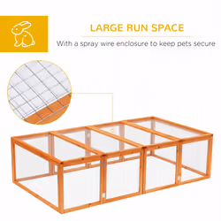 PawHut Wooden Rabbit Hutch Cage House with Wire Mesh, Natural Wood Finish - Additional view 4