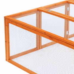 PawHut Wooden Rabbit Hutch Cage House with Wire Mesh, Natural Wood Finish - Additional view 5