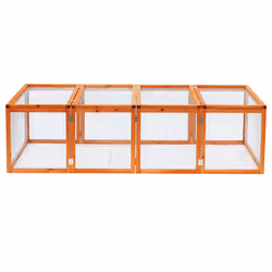 PawHut Wooden Rabbit Hutch Cage House with Wire Mesh, Natural Wood Finish - Additional view 6