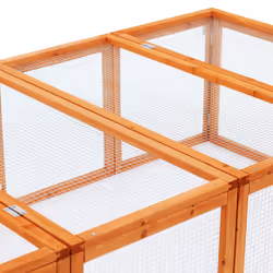 PawHut Wooden Rabbit Hutch Cage House with Wire Mesh, Natural Wood Finish - Additional view 7
