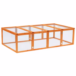 PawHut Wooden Rabbit Hutch Cage House with Wire Mesh, Natural Wood Finish - Additional view 8