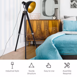 HOMCOM Stand Floor Lamp Tripod Light Livingroom Studio Dome Shade Retro Style - Additional view 4