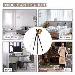 HOMCOM Stand Floor Lamp Tripod Light Livingroom Studio Dome Shade Retro Style - Additional view 5