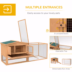 PawHut Wooden Rabbit Hutch Guinea Pig Run w/ Ramp and Removable Tray Outdoor