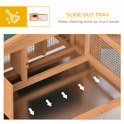 PawHut Wooden Rabbit Hutch Guinea Pig Run w/ Ramp and Removable Tray Outdoor - Additional view 4