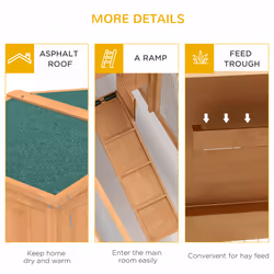 PawHut Wooden Rabbit Hutch Guinea Pig Run w/ Ramp and Removable Tray Outdoor - Additional view 5