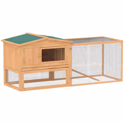 PawHut Wooden Rabbit Hutch Guinea Pig Run w/ Ramp and Removable Tray Outdoor - Additional view 8