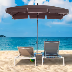 Outsunny Aluminium Sun Umbrella Parasol Patio Rectangular 2M x 1.3M Brown