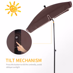 Outsunny Aluminium Sun Umbrella Parasol Patio Rectangular 2M x 1.3M Brown