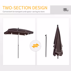 Outsunny Aluminium Sun Umbrella Parasol Patio Rectangular 2M x 1.3M Brown