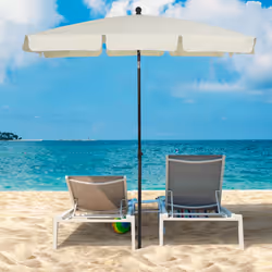 Outsunny Aluminium Sun Umbrella Parasol Patio Rectangular 2M x 1.3M Off-White