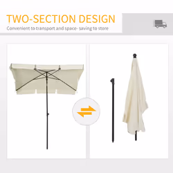 Outsunny Aluminium Sun Umbrella Parasol Patio Rectangular 2M x 1.3M Off-White