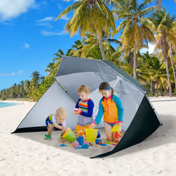 Outsunny 2m Beach Umbrella Sun Shelter 2 in 1 Umbrella UV Protection Steel Green