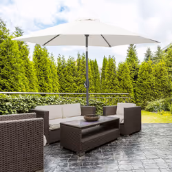 Outsunny  2.6M Patio Umbrella Parasol Sun Shade Garden Aluminium Cream White