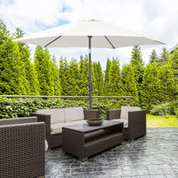 Outsunny  2.6M Patio Umbrella Parasol Sun Shade Garden Aluminium Cream White