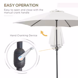 Outsunny  2.6M Patio Umbrella Parasol Sun Shade Garden Aluminium Cream White