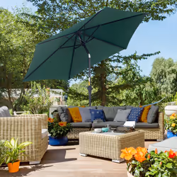 Outsunny 2.6M Patio Umbrella Parasol Sun Shade Garden Aluminium Green