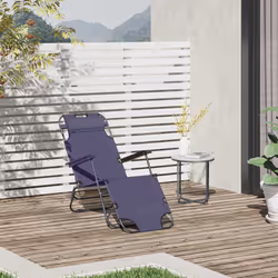 Outsunny 2 in 1 Outdoor Folding Sun Lounger w/ Adjustable Back and Pillow Grey