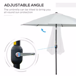 Outsunny 2.7M Patio Umbrella Outdoor Sunshade Canopy w/ Tilt and Crank White
