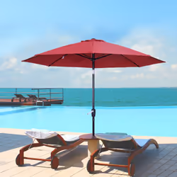Outsunny 2.7M Patio Umbrella Outdoor Sunshade Canopy w/ Tilt and Crank Wine Red