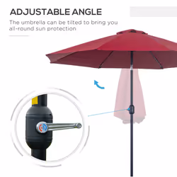 Outsunny 2.7M Patio Umbrella Outdoor Sunshade Canopy w/ Tilt and Crank Wine Red