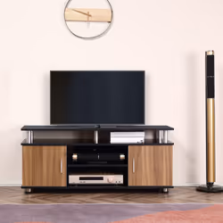 HOMCOM TV Cabinet Stand Entertainment Center w/ Storage Black Walnut