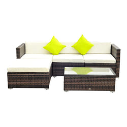 5pc Outsunny Rattan Garden Sofa Set With Coffee Table - Brown