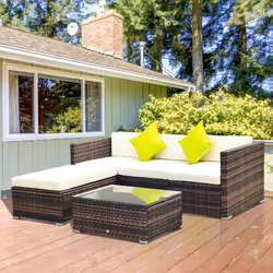 5pc Outsunny Rattan Garden Sofa Set With Coffee Table - Brown - Additional view 7