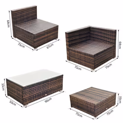 5pc Outsunny Rattan Garden Sofa Set With Coffee Table - Brown - Additional view 8