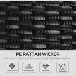 Outsunny 5 Pieces Rattan Sofa Set Wicker Sectional Cushion Patio Black Garden