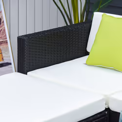 Outsunny 5 Pieces Rattan Sofa Set Wicker Sectional Cushion Patio Black Garden - Additional view 5