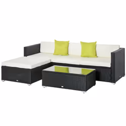 Outsunny 5 Pieces Rattan Sofa Set Wicker Sectional Cushion Patio Black Garden - Additional view 8