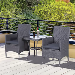 3pc Outsunny Outdoor Grey Rattan Bistro Set