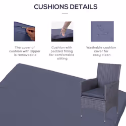 3pc Outsunny Outdoor Grey Rattan Bistro Set - Additional view 8