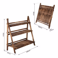 Outsunny Flower Stand Plant Display Rack 3-Tier Foldable Wood Garden Patio - Additional view 8