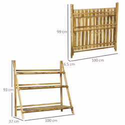 Outsunny Flower Stand Plant Display Rack 3-Tier Foldable Wood Garden Patio - Additional view 9