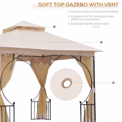 Outsunny Gazebo Party Tent Canopy Sun Shade for Patio Garden 3x3(m)