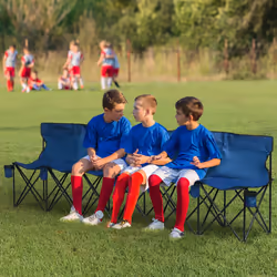 Outsunny 6 Seater Folding Bench Camping Chair with Cup Holder, Blue