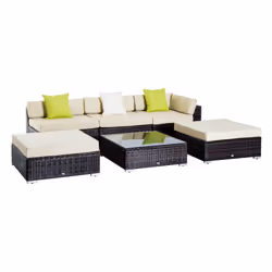 Outsunny 6 Pieces Rattan Furniture Set Conservatory Sofa Deluxe Wicker Garden - Additional view 8