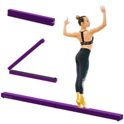 HOMCOM Balance Beam Trainer Fold Performance Gymnastics Suede Purple 2.4M Home