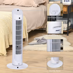 HOMCOM 30" Tower Fan Noise Reduction 3-Level Cool ABS Indoor White - Additional view 10