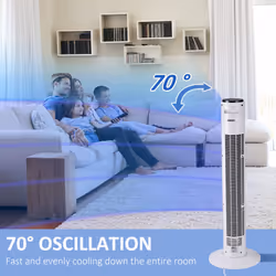 HOMCOM 38 Inch Tower Fan with 70 Oscillation 3 Speed and 3 Mode Indoor White