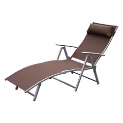 Outsunny Sun Lounger Recliner w/ Pillow Foldable 7 Levels Texteline Brown - Additional view 7