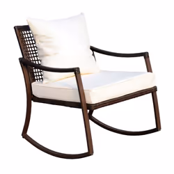 Outsunny 3 Pieces Rocking Chair Bistro Set Furniture Rattan Wicker Brown - Additional view 4